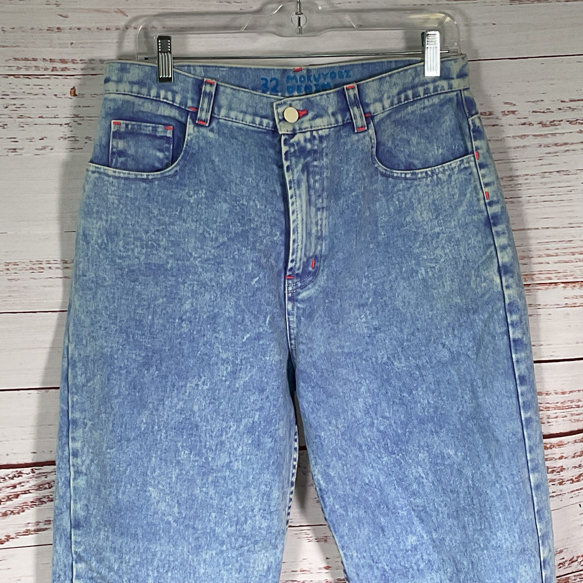 MOKUYOBI Women's Blue Pink Stitch Denim Jeans- SZ 32