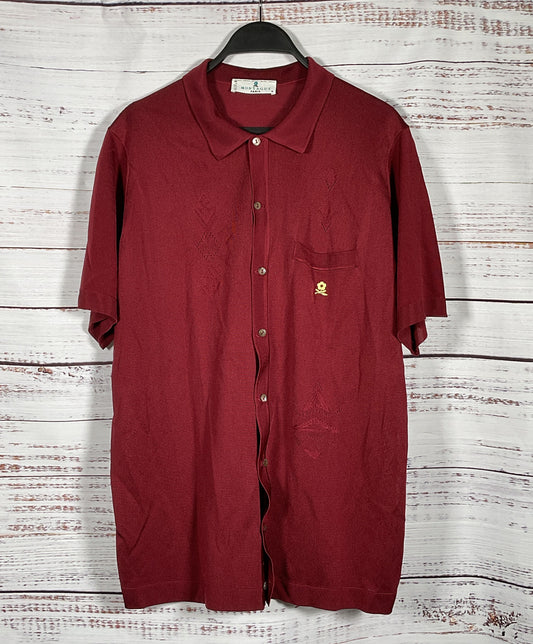 Maison Montagut Light Thread Button Down Shirt Burgundy S