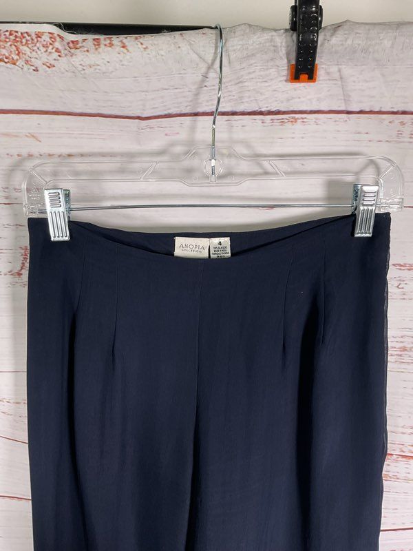 Anopia Collezioni Women's Navy Blue 100% Silk Pants Size 4