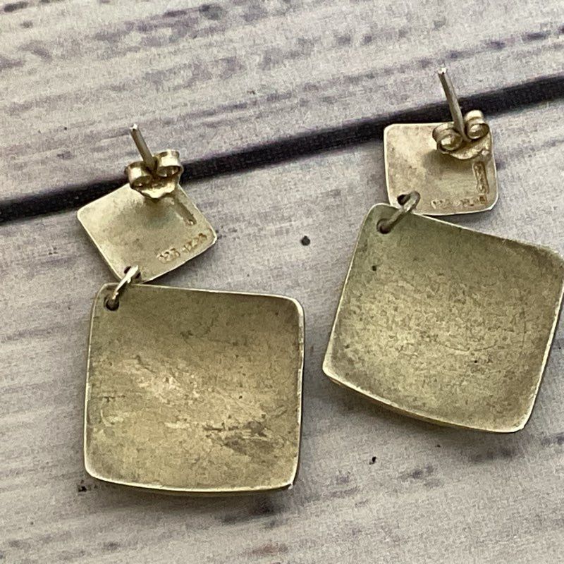 Signed VTG. TAXCO Sterling Silver 1.5" Dangle Earrings- 7.41g