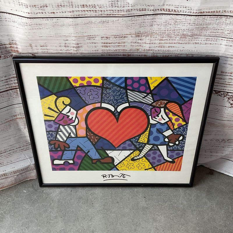 Heart Kids by Romero Britto 33" Framed Pop Art Print