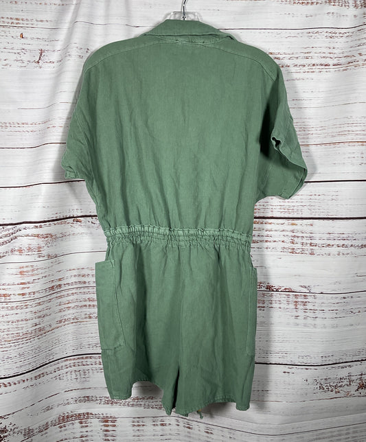 Blank NYC Linen Short Romper Ocean Eyes Green S
