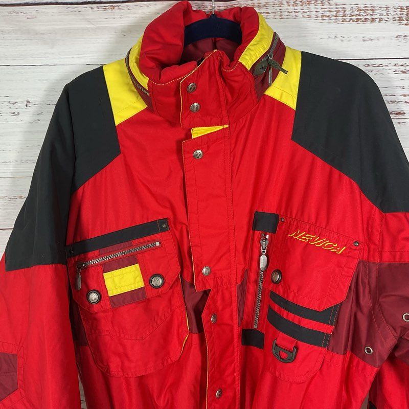 VTG. Nevica The N Line Red & Yellow Ski Suit Recco System Jumpsuit - Size 42