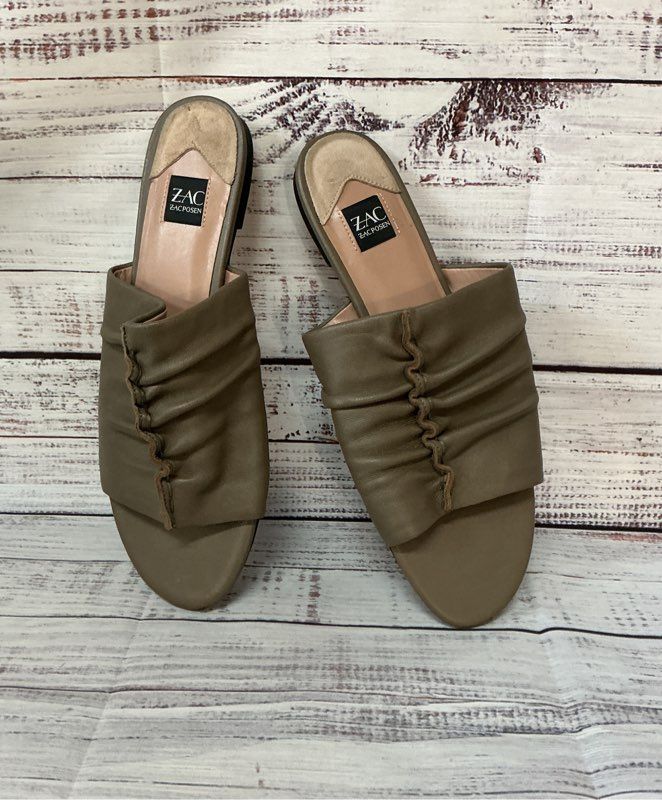Zac by Zac Posen Taupe Leather Slides Size 9.5