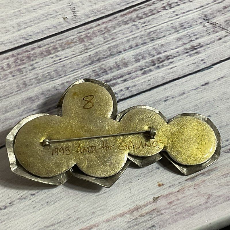 VTG. 1995 AMD for JAMES GALANOS Silver Tone Modernist 4" Brooch
