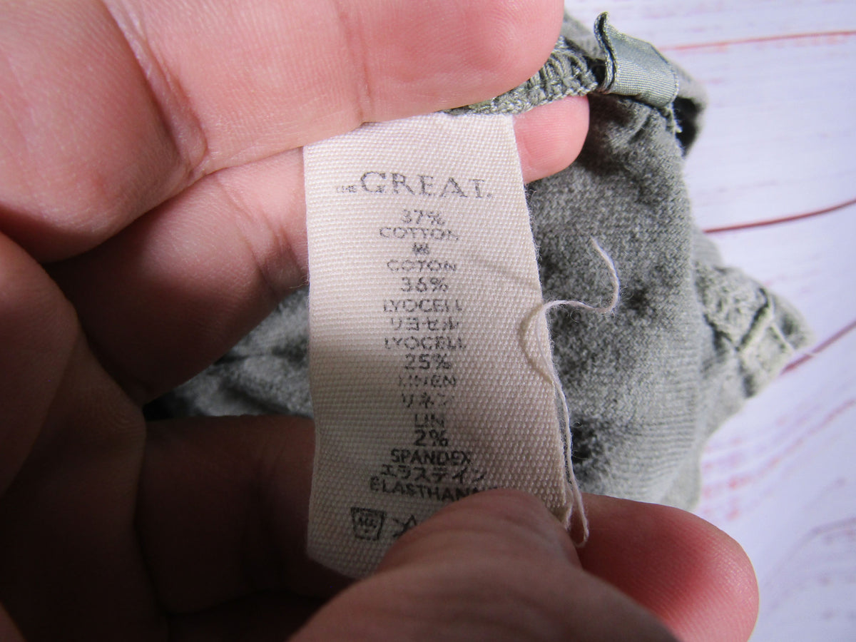The Great. Women's Olive Cotton Linen Blend Shirt Jacket Size 0