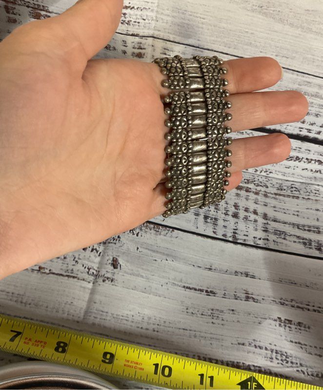 PHILIPPE AUDIBERT Silver Tone Vintage Stretchy Bracelet