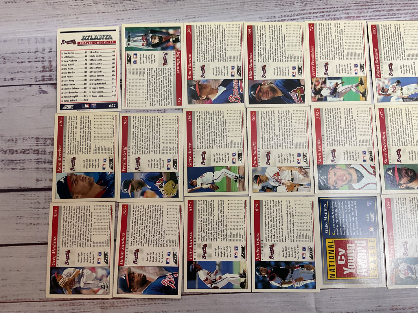 1994 Score ATLANTA BRAVES Baseball Cards- 18 cards