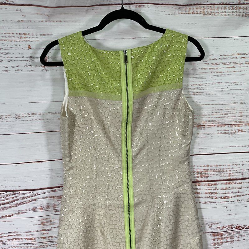 Elie Tahari Textured Green/Beige Sleeveless Mini Casual Dress - Size 6