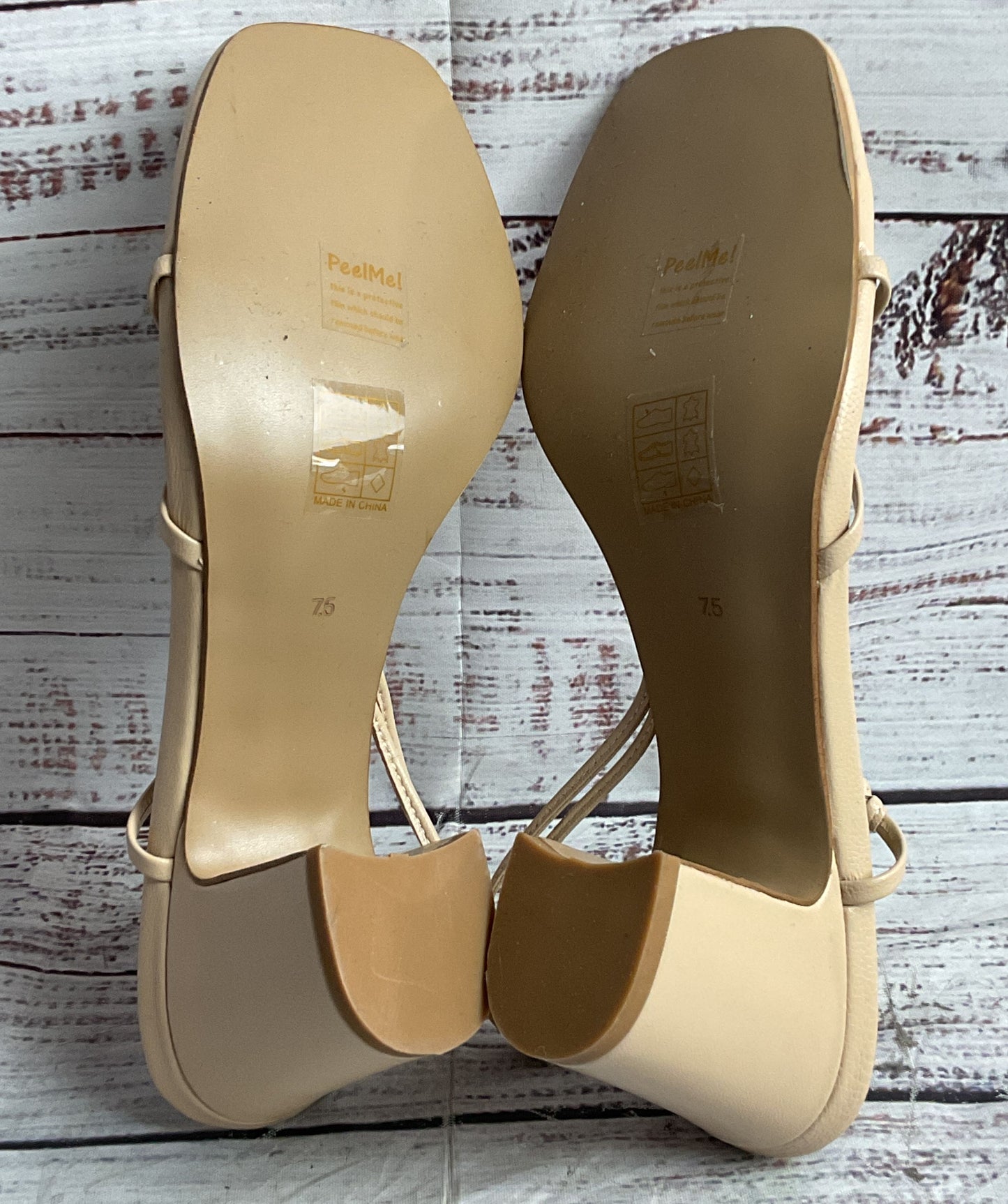 LPA Leather Nael Block Heels Tan Nude 7.5