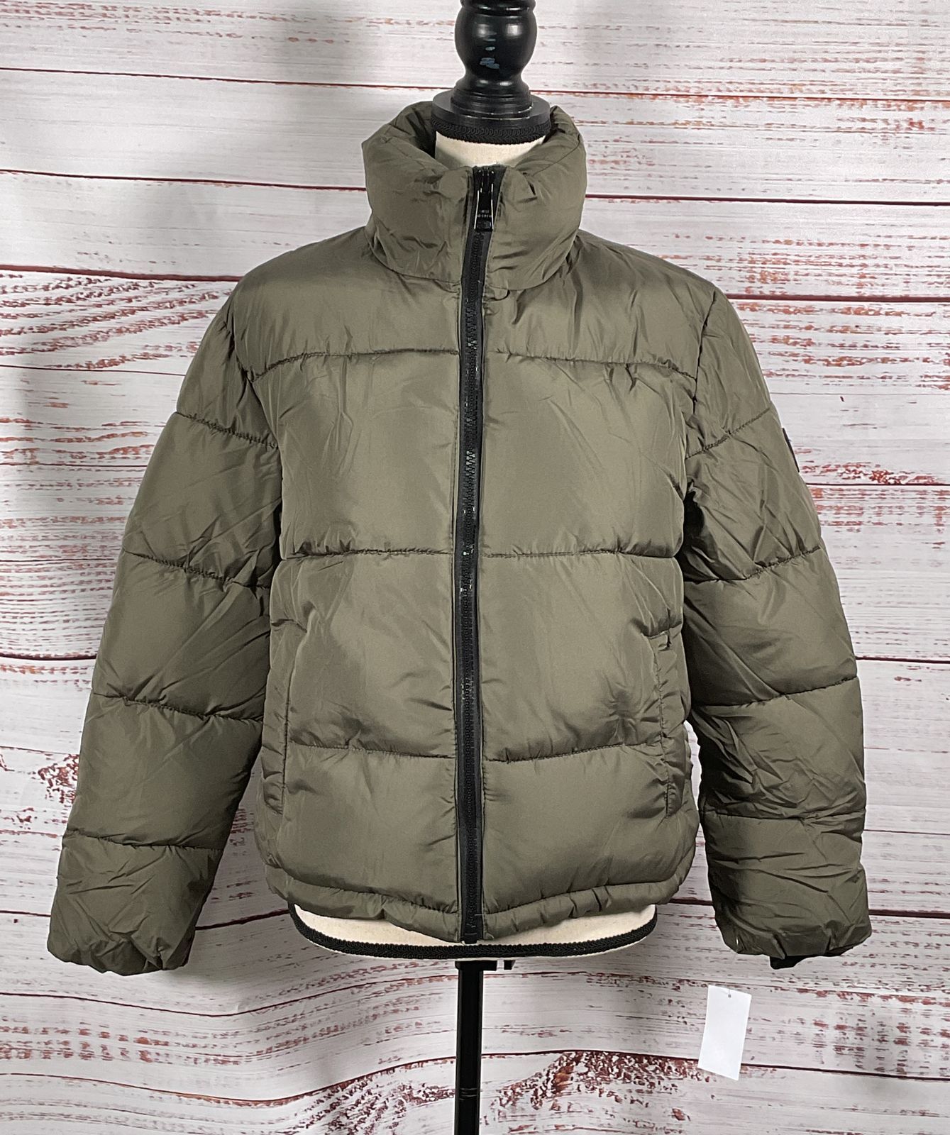 Steve Madden Cropped Puffer Jacket Green M