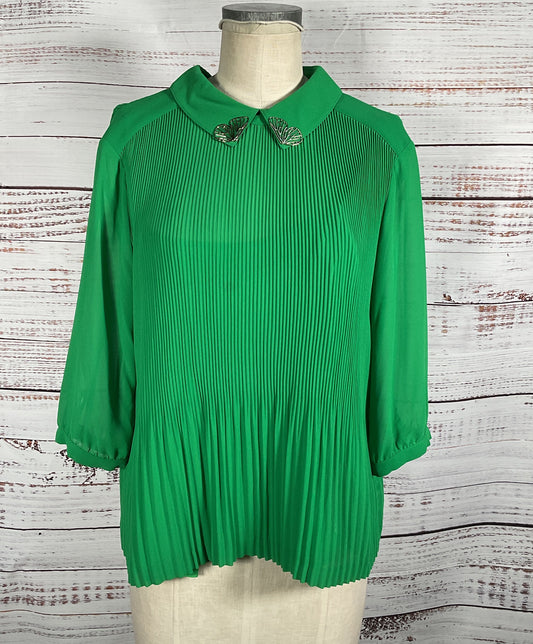 Ted Baker Pleated 3/4 Sleeve Blouse Green 2