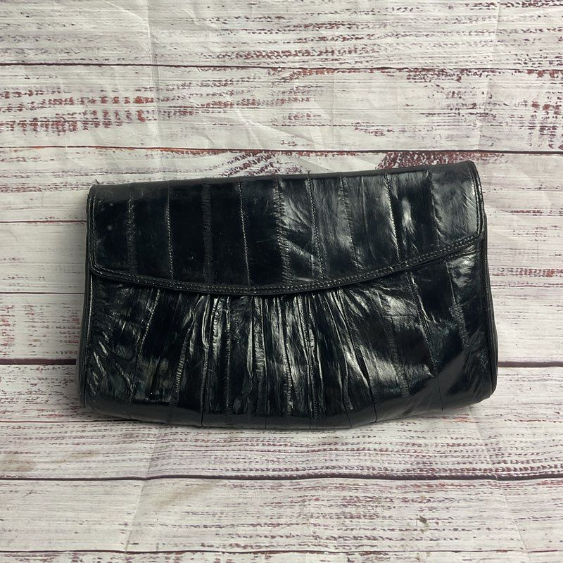 Vintage Genuine Black Eel Skin Clutch Purse