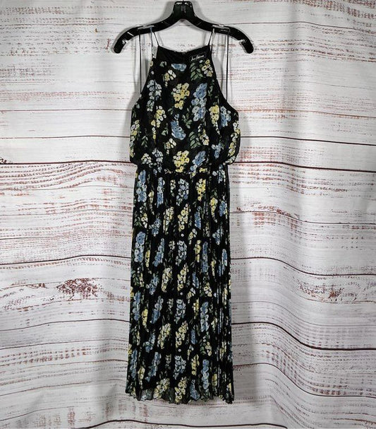 NWT Women's Sam Edelman Black Floral Pleated Maxi Dress Size 4 Retail $98