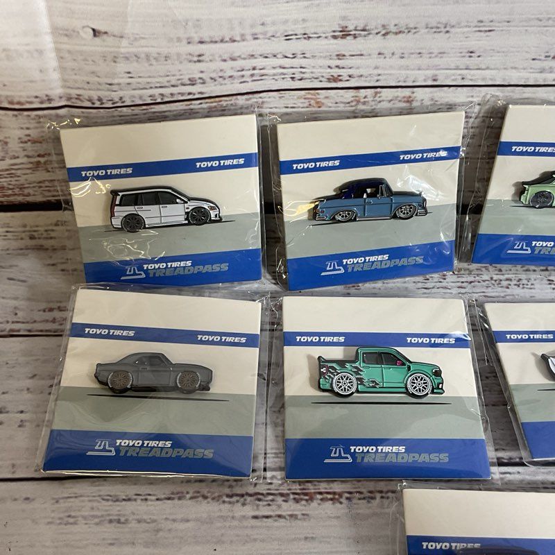 Set of 9 Limited Edition LEEN CUSTOMS X TOYO TIRES Pins