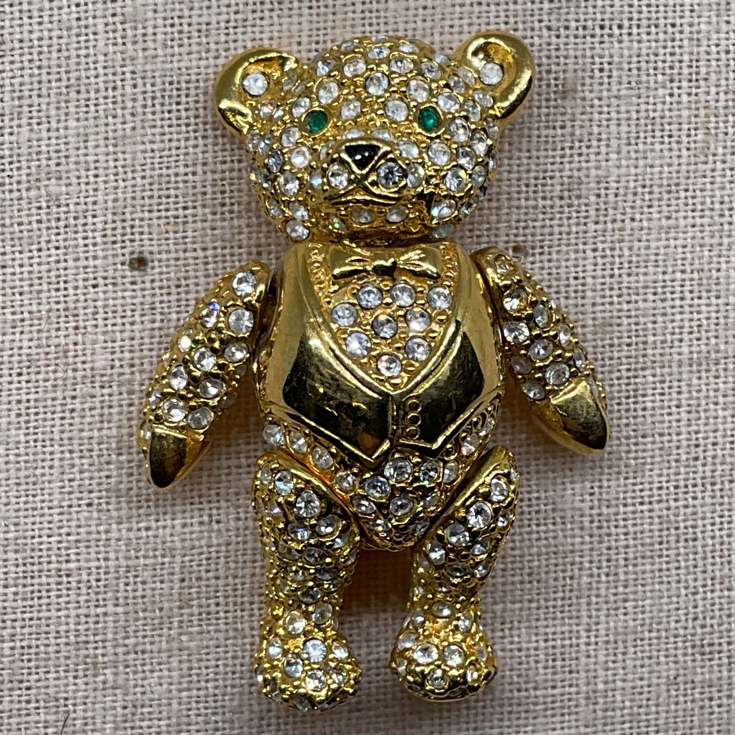 JOAN RIVERS Gold Tone Rhinestone Articulated Movable Arms, Legs, Head Brooch