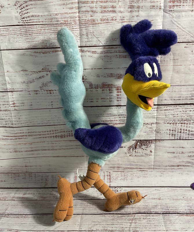 Warner Brothers Looney Tunes Roadrunner Wired Posable Plush Toy Vintage 1990's