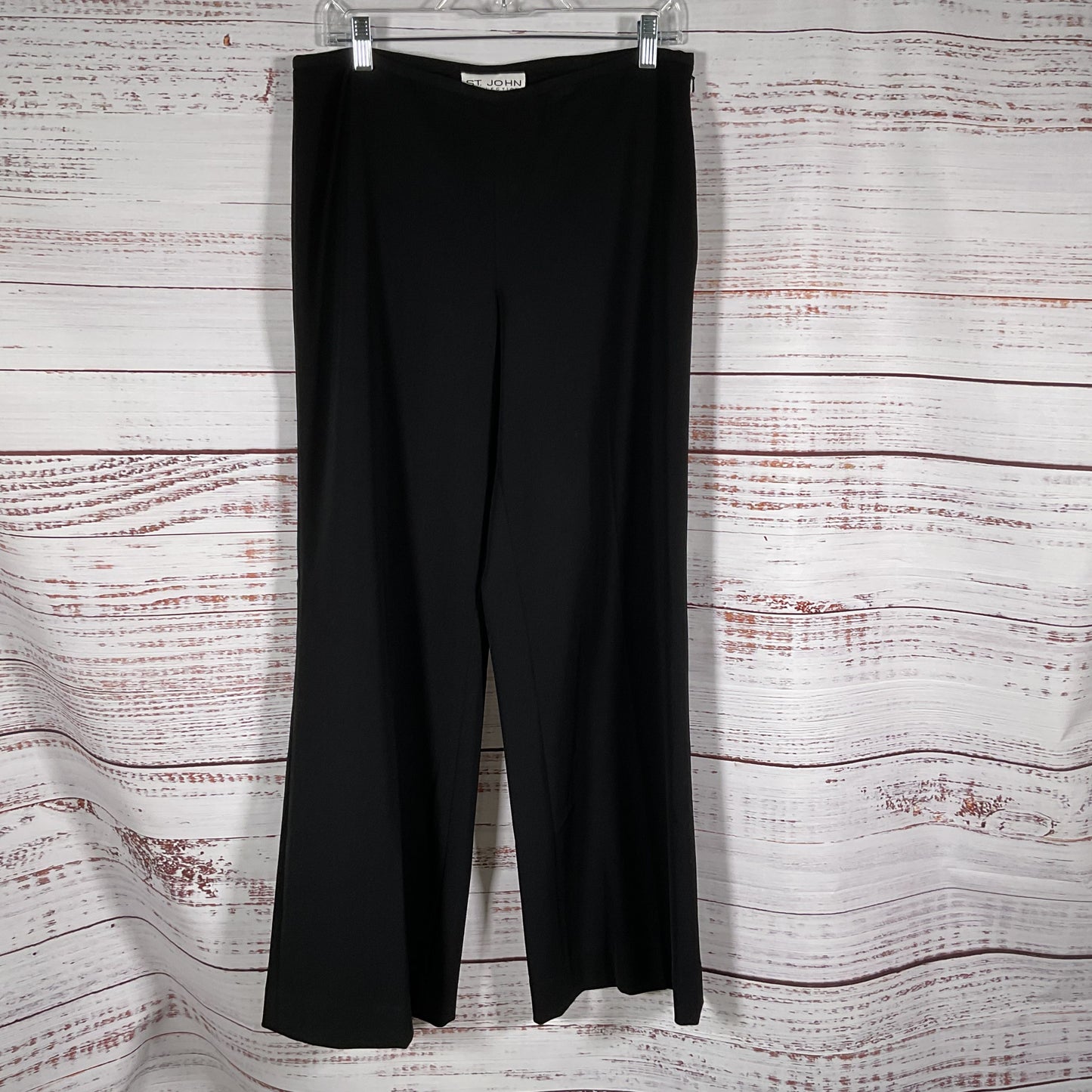 ST. JOHN BLACK Women's Black Wool Blend Side Zip Pants- SZ 8