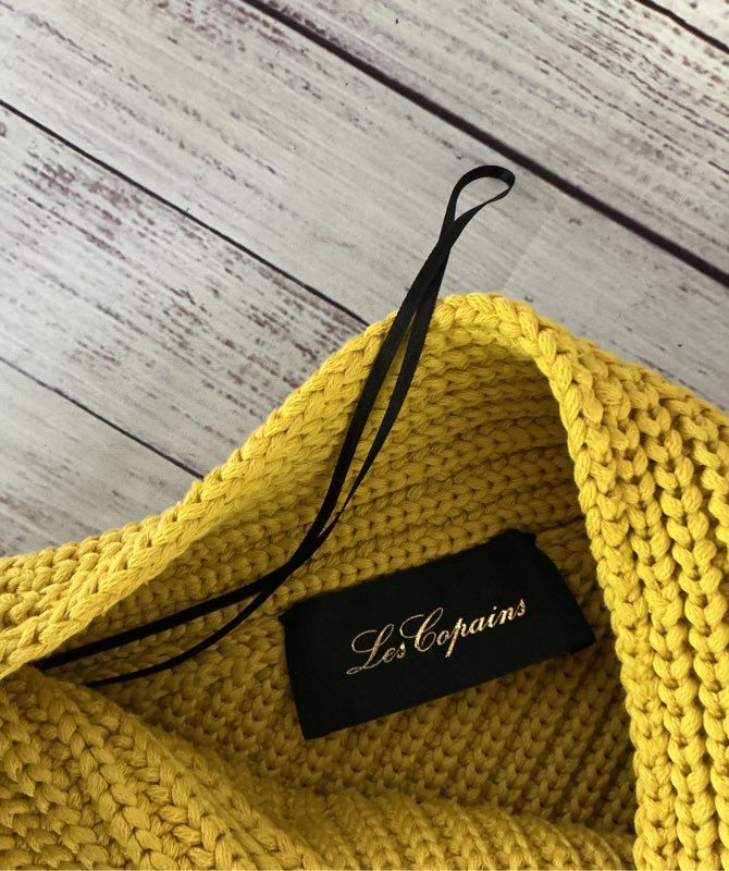 Les Copains Yellow Knit One Shoulder dress with Satin combo Size 40 US XS