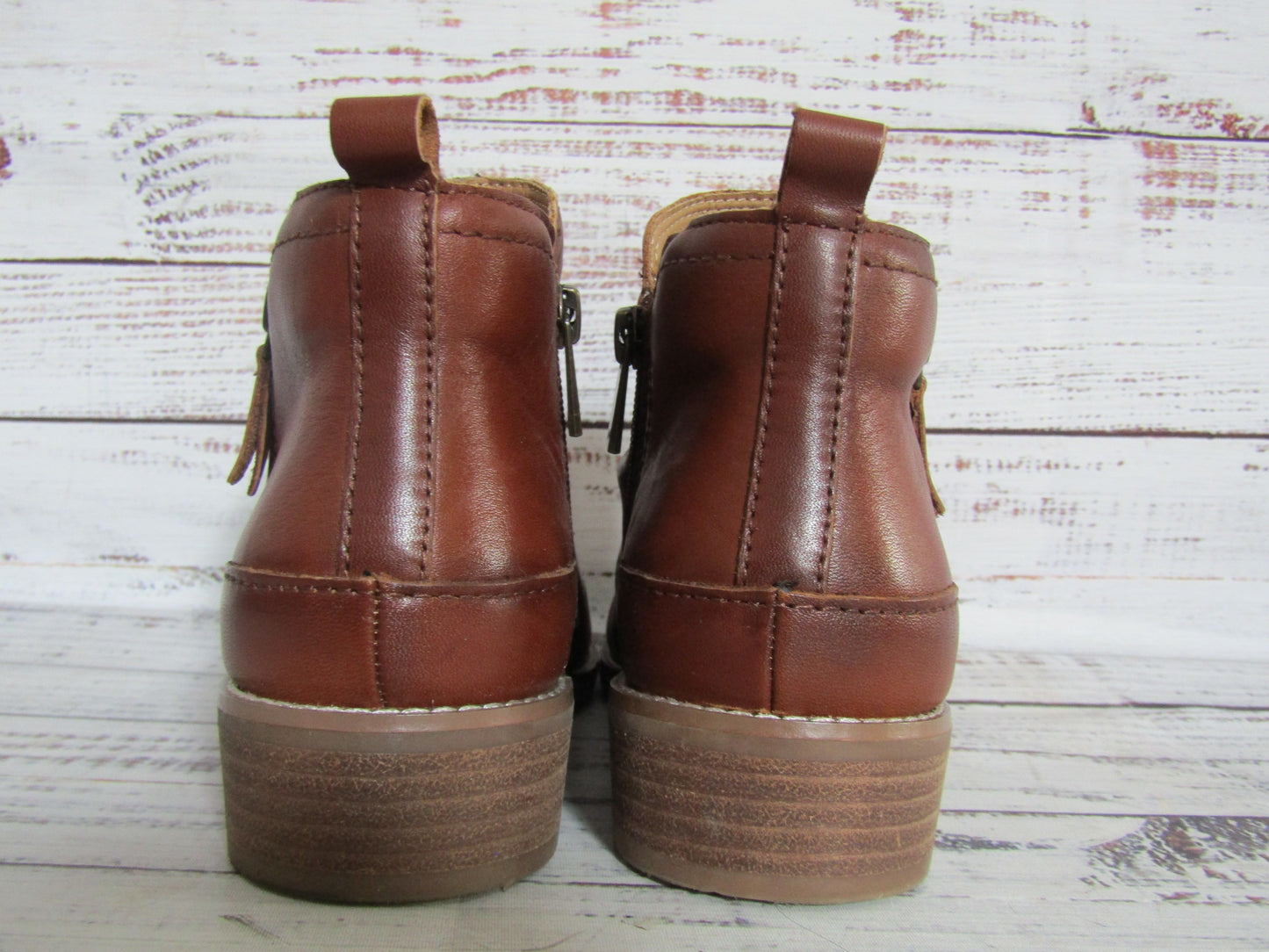 Earth Nadya Women's Brown Leather Ruched Ankle Boots Size 5