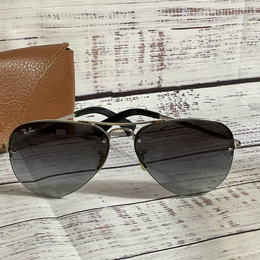 RAY-BAN RB3449 Men's Silver Tone Gray Gradient Lens Sunglasses w/ Case- 59[ ]14