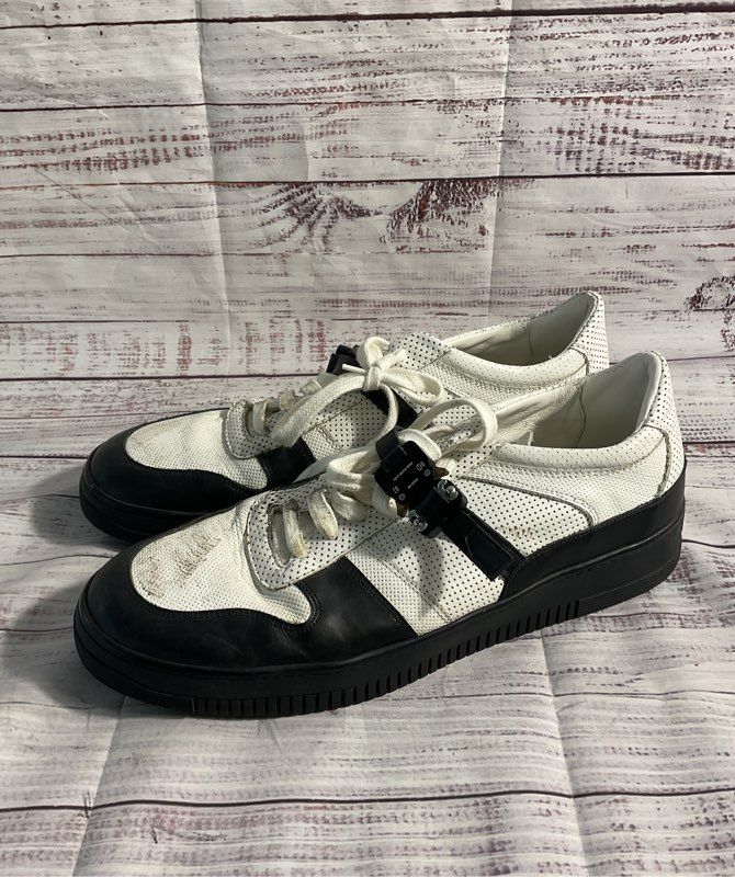 1017 ALYX 9SM Buckle Strap Black & White Leather Rubber Low Sneakers 45EU/12US