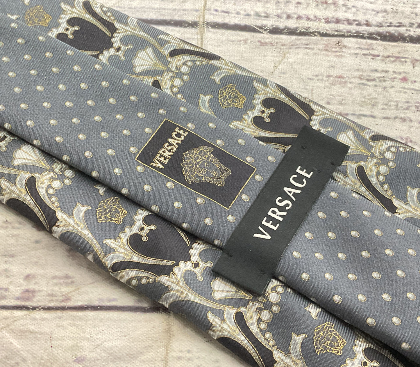 Versace Men's Silk Logo Patterned Tie Multicolor OS