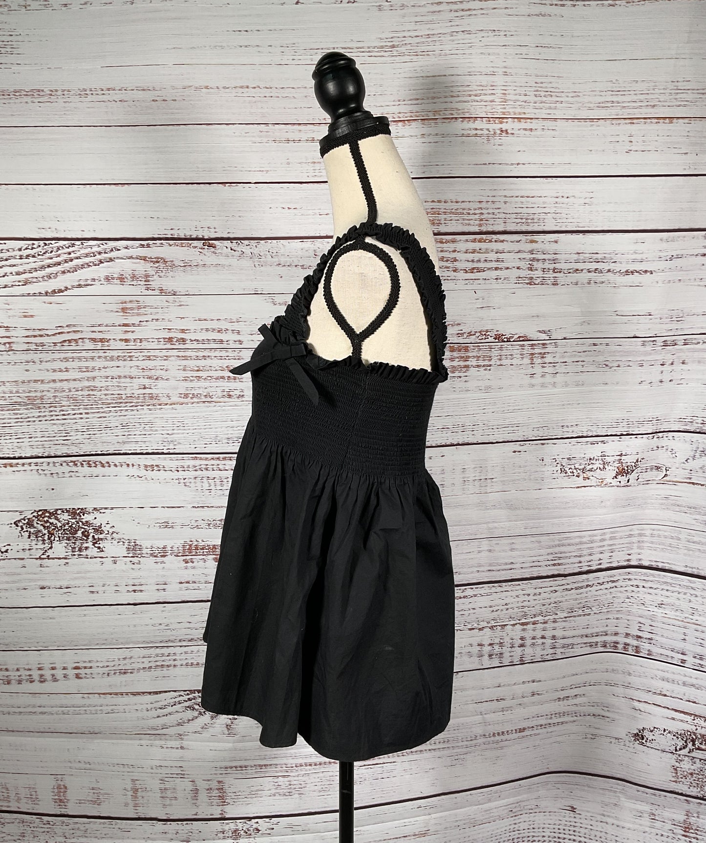 Marc Jacobs Black Babydoll Smocked Top with Bows - Size Medium