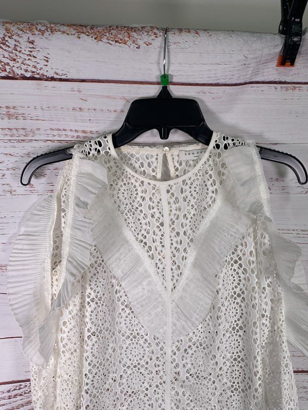 Sandro Bonnie Cold Shoulder White Lace Top Women’s Size 0