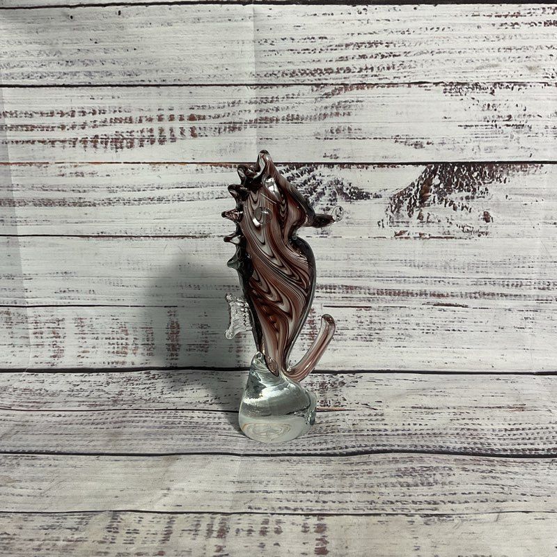 Dynasty Gallery Seahorse Purple Swirl Glass Art 7" Sculpture