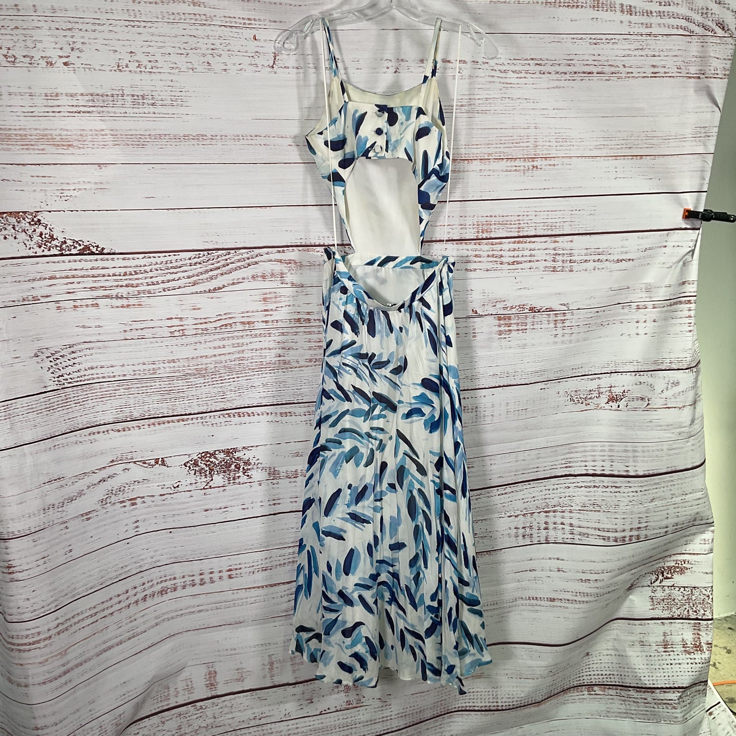 Elle Sasson Mara White Blue Brush Print Dress - Size 34 / 2