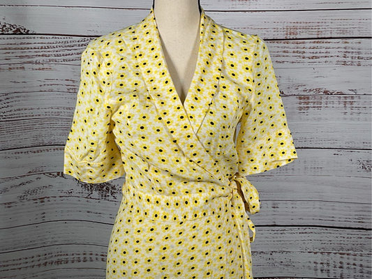 NWT GANNI Women's Maize Wrap Crepe Dress- SZ 36