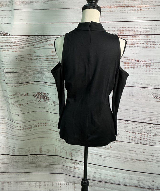 Women's L'Agence Black Cold Shoulder Long Sleeve Top Size L