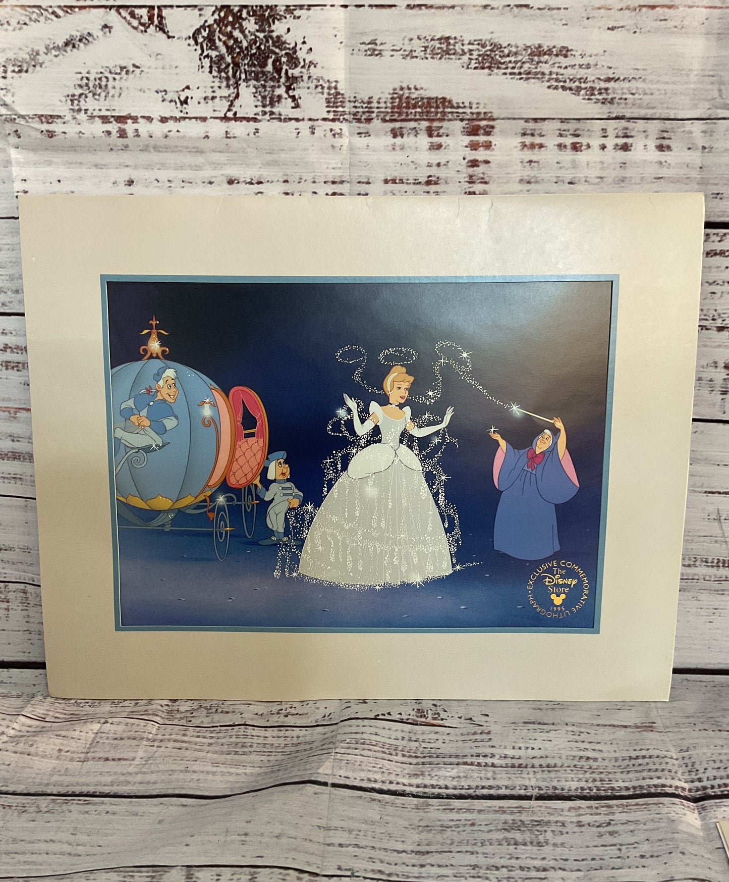 Disney Vintage Cinderella Pocahontas Lot of 3 Lithographs