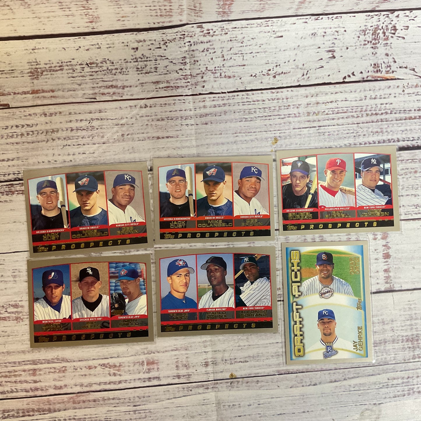 Set of 6 TOPPS 1999 Draft Pick and Prospects Baseball Cards