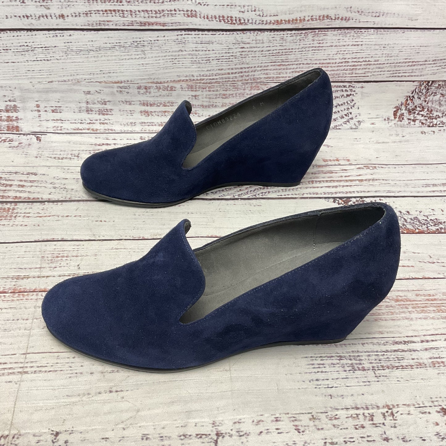 Stuart Weitzman Arise Blue Suede Wedge Heel Women Size 4