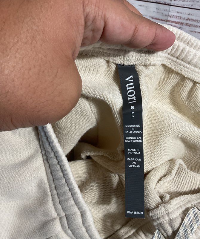 Vuori Women's Drawstring Jogger Pants Cream Bone Size S Cotton Blend Active