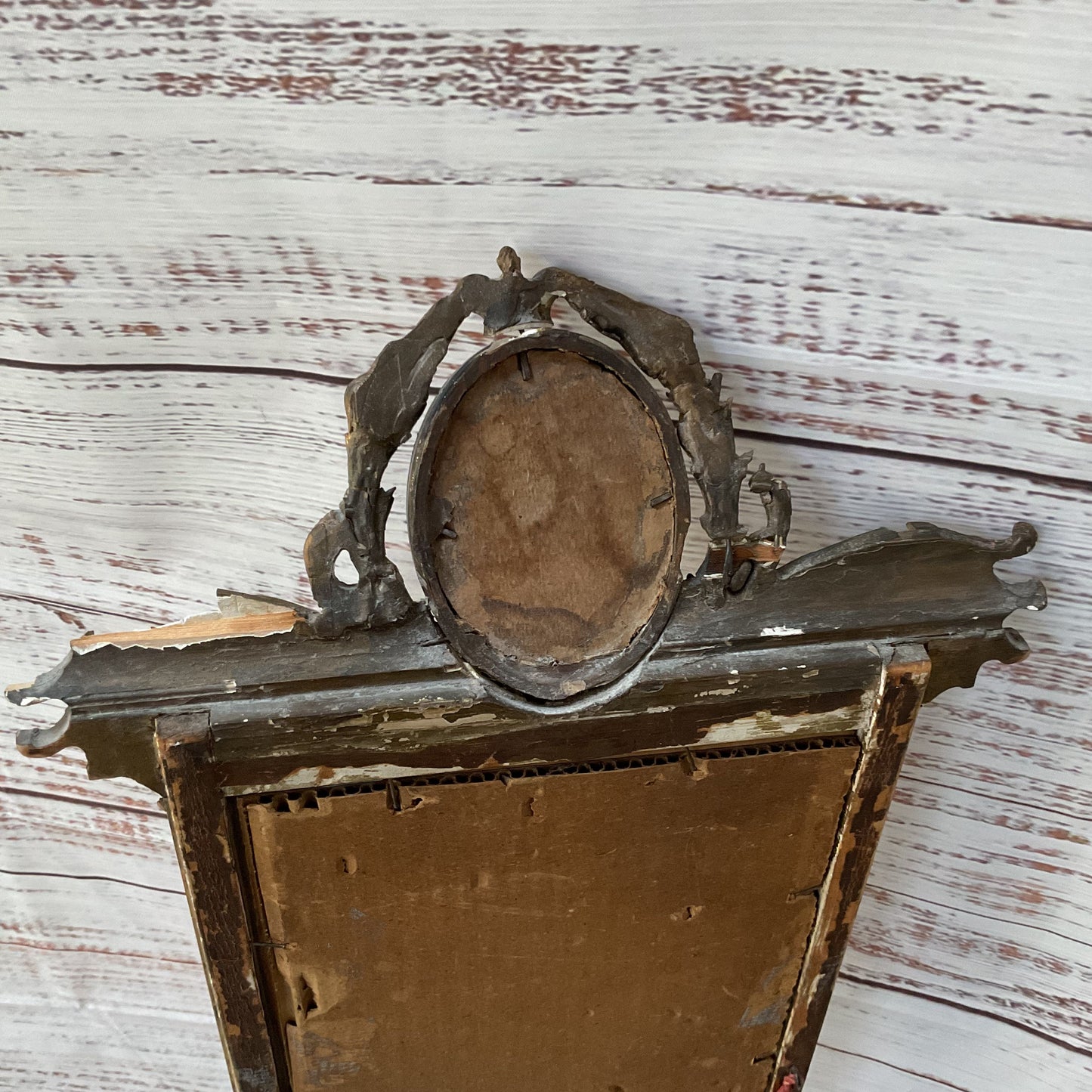 ANTIQUE Estate Louis Style Ornate Giltwood Trumeau Mirror - 42" x 13"