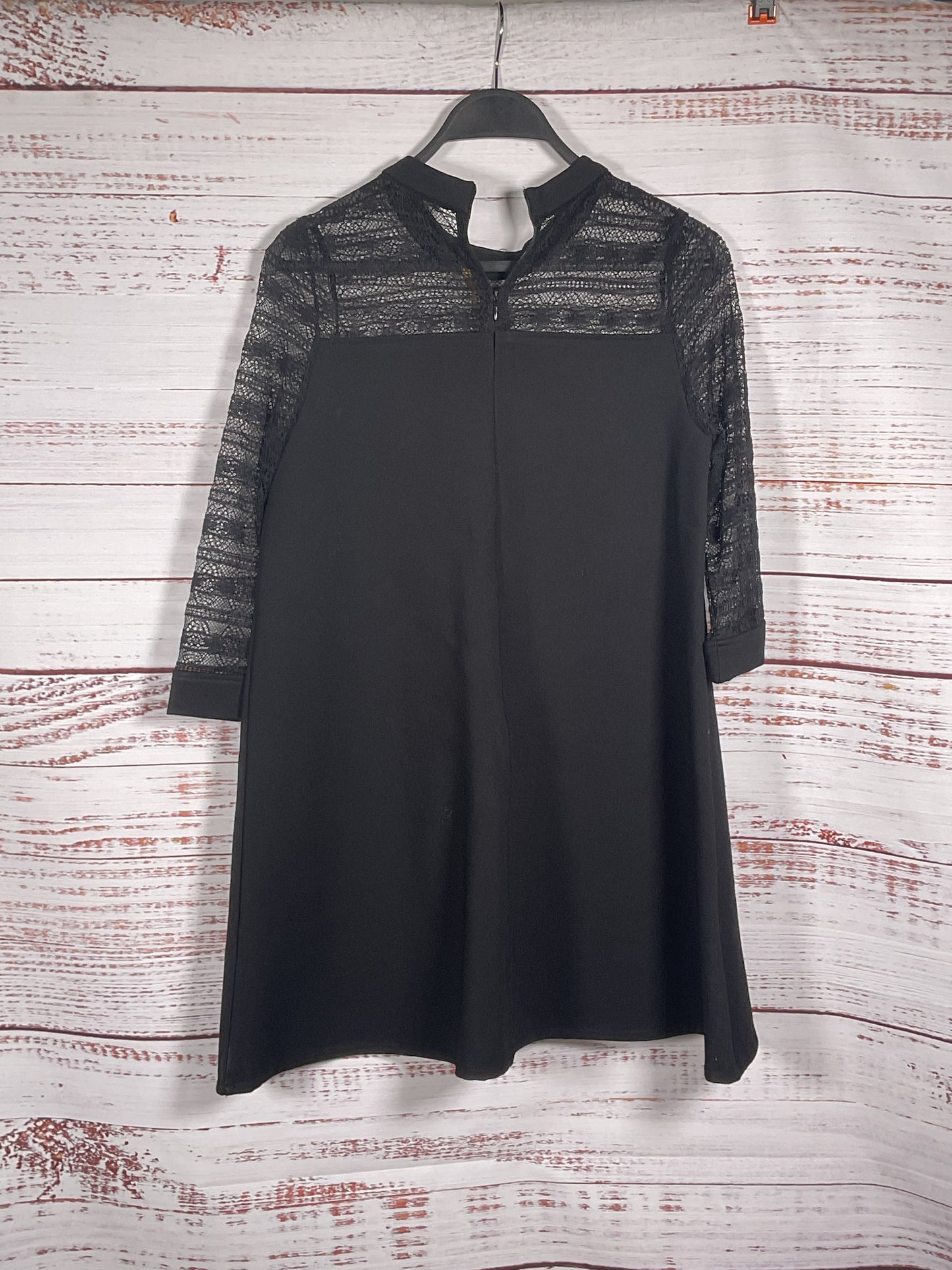 European Station Black Lace Top Dress With Pockets - Size S