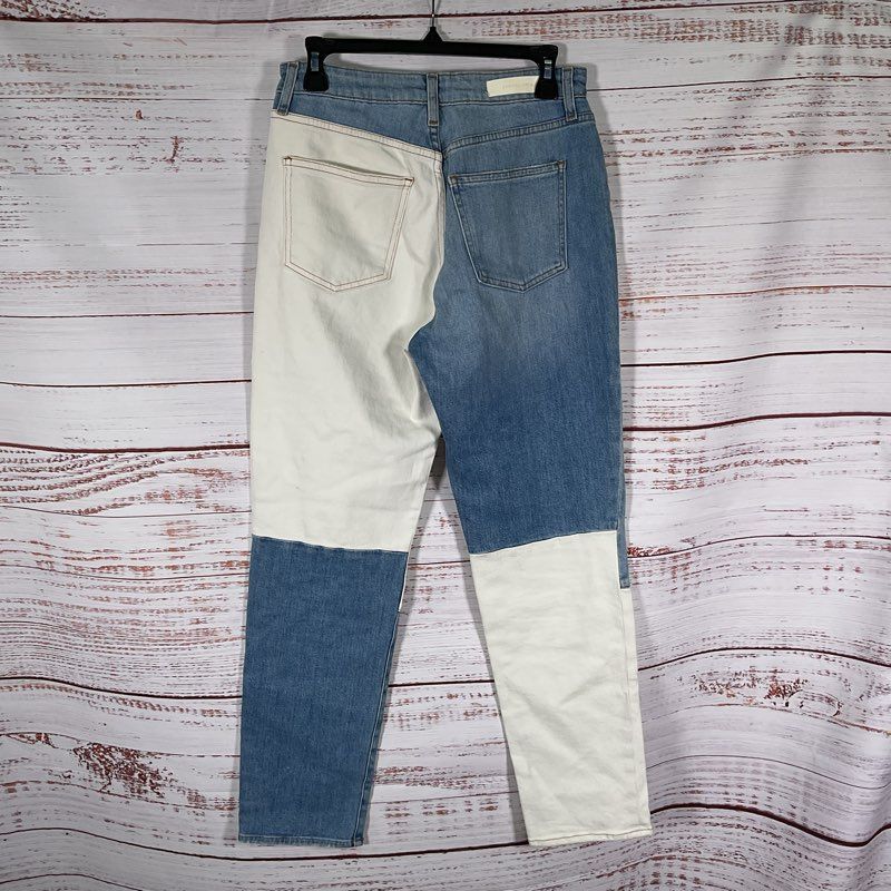 Jonathan Simkhai Trevor High Rise Blue & White Colorblock Denim Jeans - Size 27