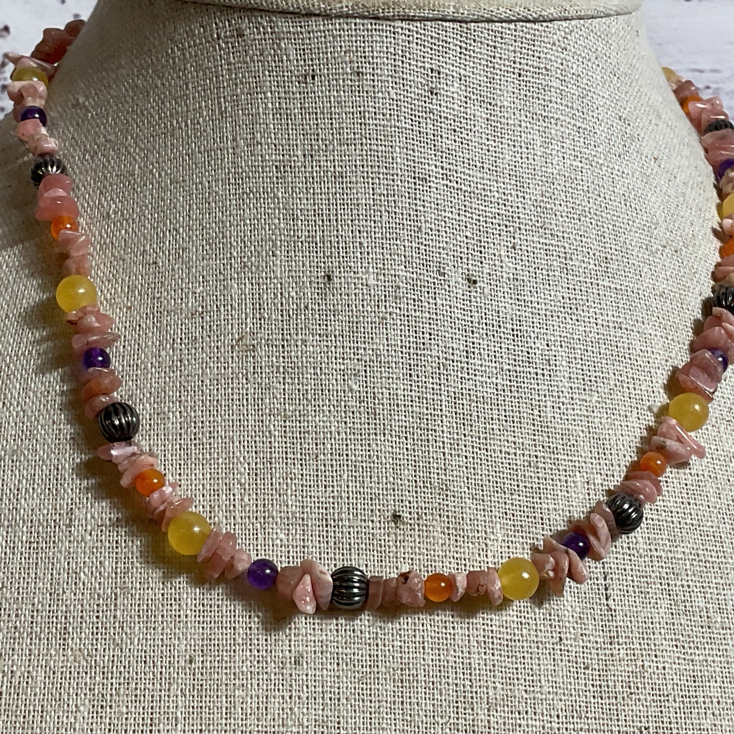 VTG. CAROLYN POLLOCK RELIOS Sterling Silver Beaded Multi Gemstone Necklace- 19"