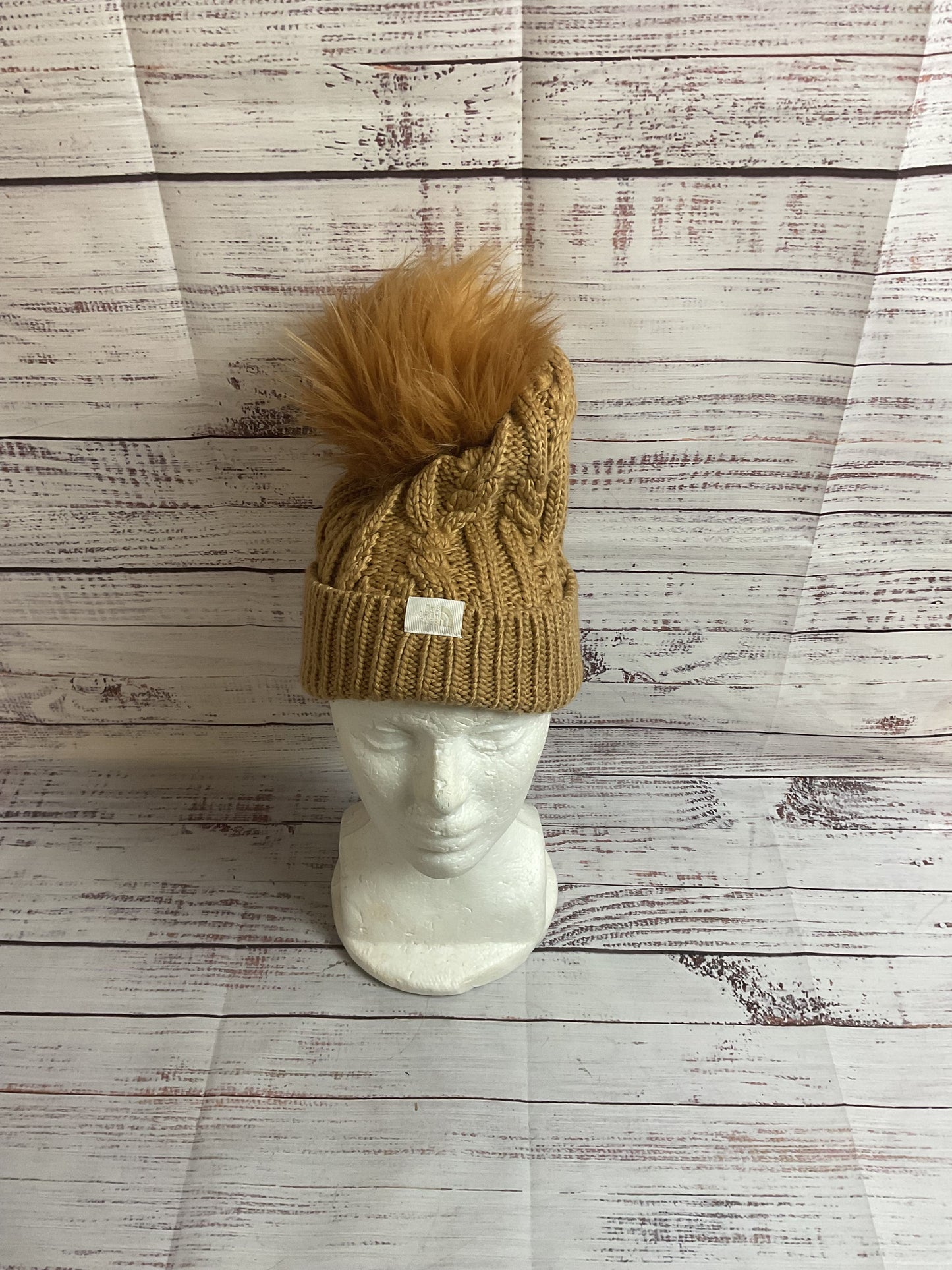North Face Brown Pom Knit Beanie - One Size