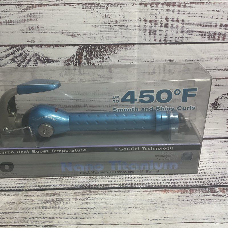 NOB BaBylissPro Nano Titanium 1" Spring Blue Curling Iron