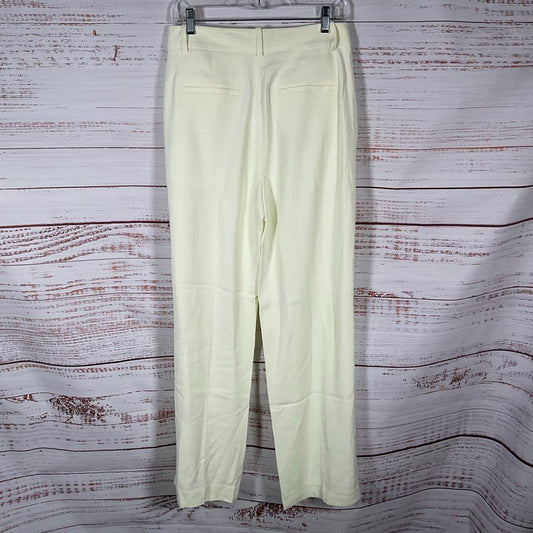 NWT Reiss Liana Pale Yellow Pleated Front Wide Leg Pants - Size 6