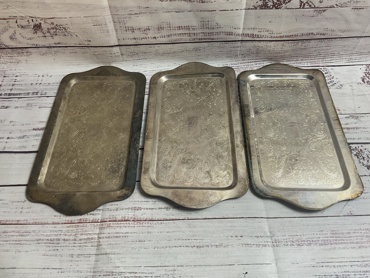 F. B. Rogers Lot Of 3 Silverplated Trays