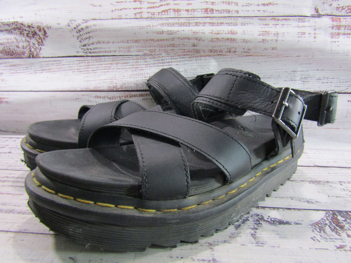 Dr. Martens Voss II Women's Black Leather Platform Sandals Size 8