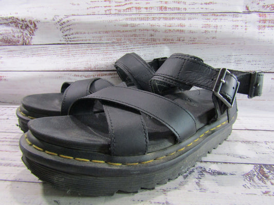 Dr. Martens Voss II Women's Black Leather Platform Sandals Size 8