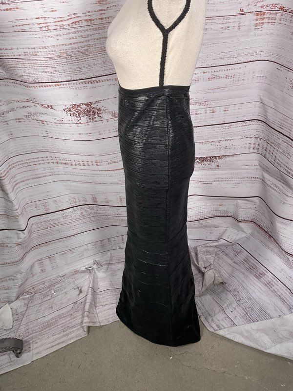 Alberto Makali Women's Black Metallic High Waisted Long Skirt Size M