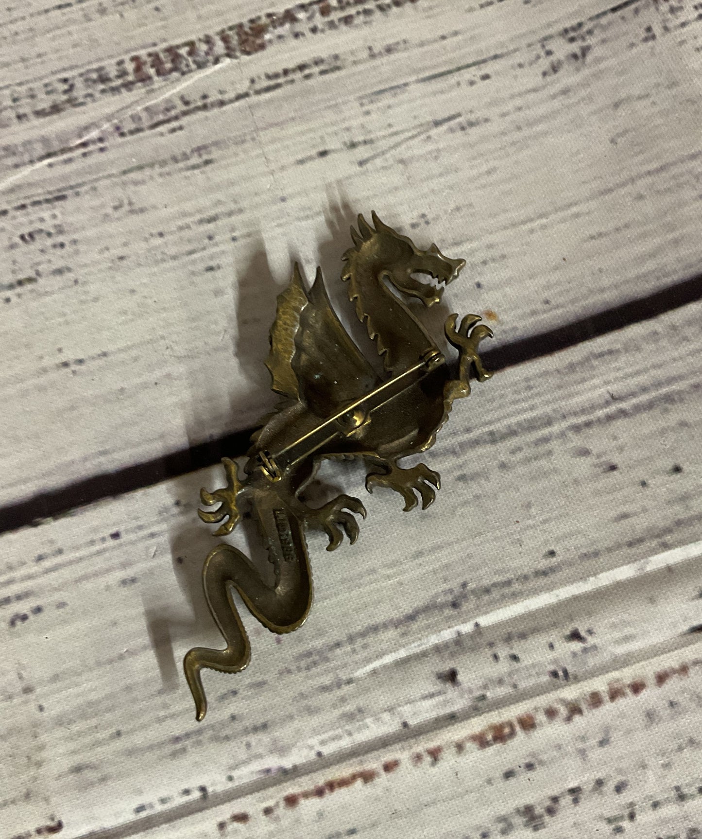 JJ 1986 Metal Vintage Dragon Brooch