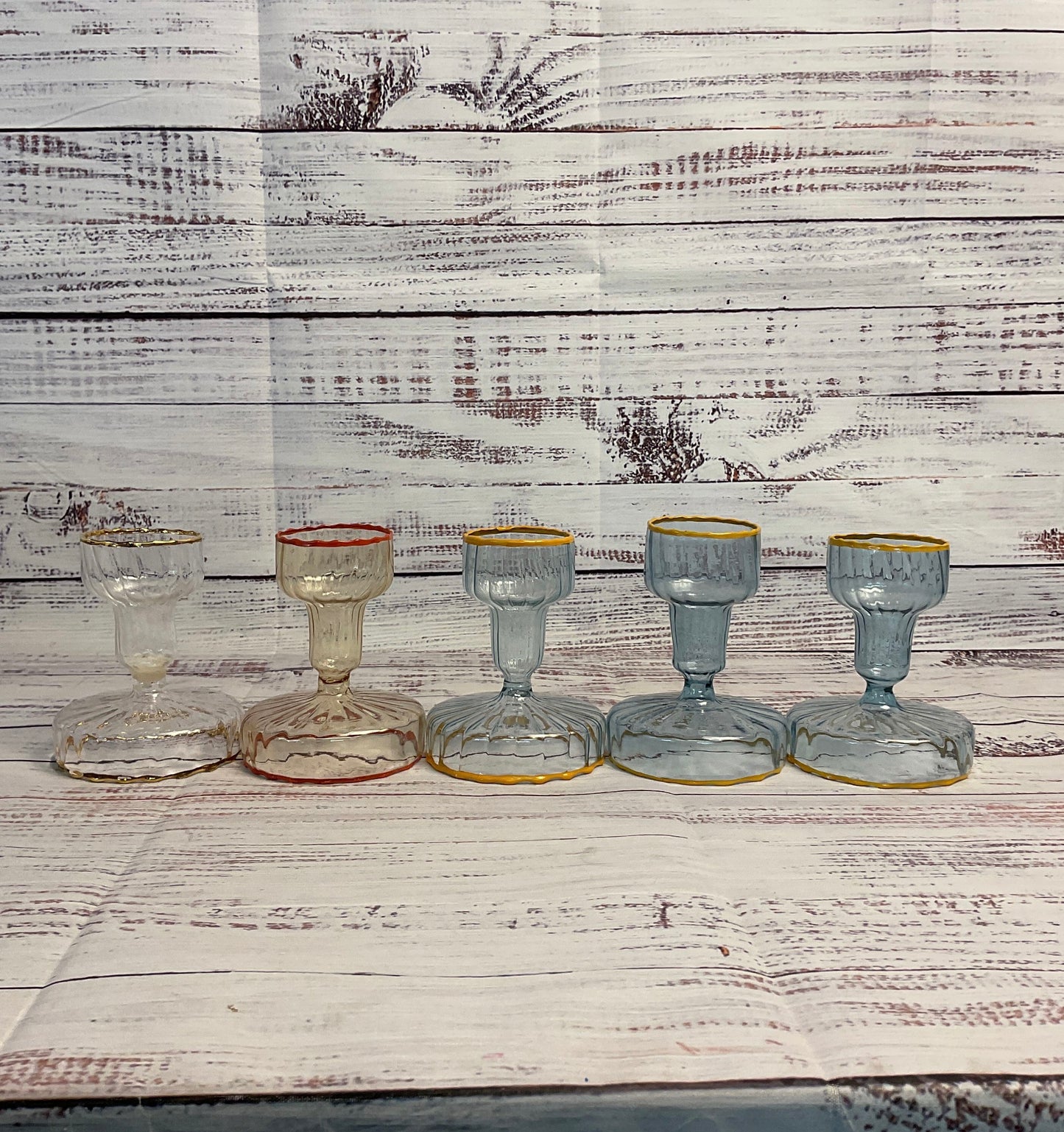 The Last Line Set Of Five Candy Glass Candle Holders in Multiple Colorways